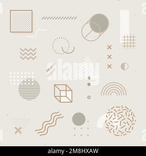 Beige tone Memphis patterned social template vector Stock Vector