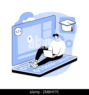 Development course isolated cartoon vector illustrations. Programming and coding on computer at home, online degree, distance learning, virtual educat Stock Vector
