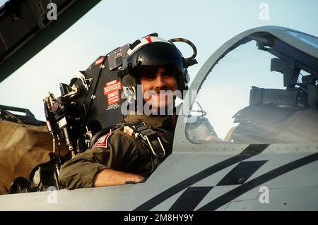 An F-14 Tomcat pilot of Fighter Squadron 102 (VF-102) waits in the