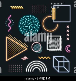 Neon Memphis design resource pack vector Stock Vector