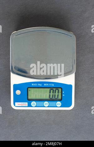 top view of old electronic digital weighing scales Stock Photo
