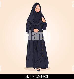Arabic girl in hijab dress character Stock Vector