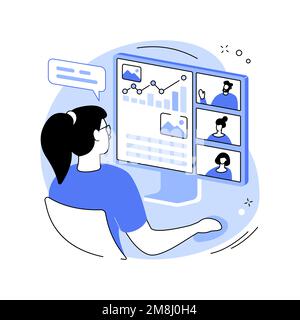 Video conferencing isolated cartoon vector illustrations. People talking using video chat, smart classes, data visualizations, online training, cloud- Stock Vector