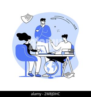 Student teamwork isolated cartoon vector illustrations. Group of university students making homework together, educational process with friends at col Stock Vector