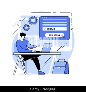 Class access code isolated cartoon vector illustrations. Young student joins online class with access code, teaching app, virtual education, distance Stock Vector