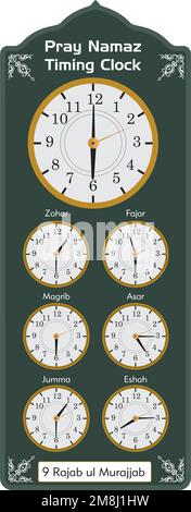 Clock prayer timer salah vector art image science circle clock wall mosque clock seven clock five time Stock Vector