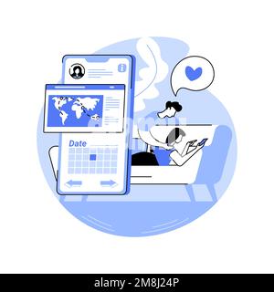 Reading guide isolated cartoon vector illustrations. Happy couple reading dream destination guide, getting ready for travel, people lifestyle, plannin Stock Vector
