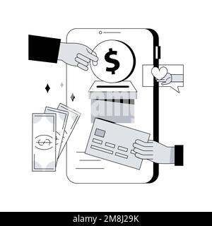 Donation abstract concept vector illustration. Donation website tab, support us, donate button, charity giving, nonprofit service, UI element, web pag Stock Vector