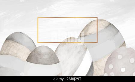 Gold frame on neutral gray Easter egg background vector Stock Vector