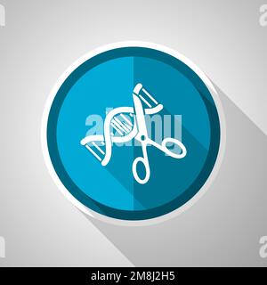 Dna, genetic modification symbol, flat design vector blue icon with long shadow Stock Vector