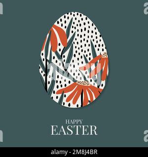 Floral happy Easter day template design vector Stock Vector