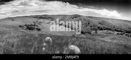 Drift prairie glaciated plains landscape with a coulee and water drainage area in Sheridan County, North Dakota Stock Photo