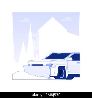 Snow removal service isolated concept vector illustration. Using a snow blower, private house maintenance service, winter excavator works, cold weathe Stock Vector