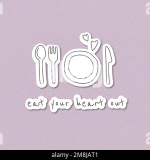 Cute cuttlery and plate set design element Stock Vector