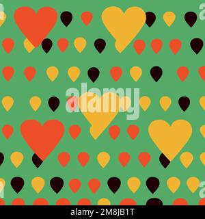 Pattern for background or wallpaper containing hearts in yellow red green colors pan african colors minimalist style Stock Vector