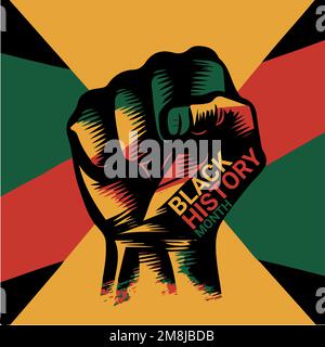 Clenched fist with pan african colors representing streng in the black history month Stock Vector