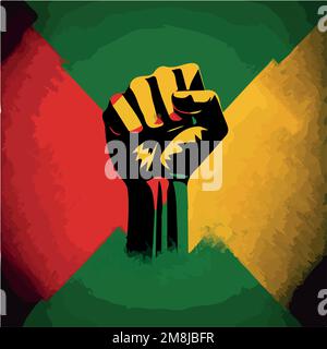 Clenched fist with pan african colors representing streng in the black history month Stock Vector