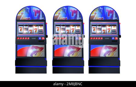 Row of Slot Machines 3D Rendered Illustration. Vegas Gambling Concept ...