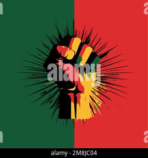 Clenched fist with pan african colors representing streng in the black history month Stock Vector