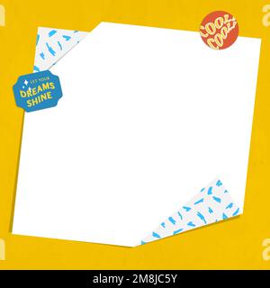 Vector word sticker folded paper frame Stock Vector