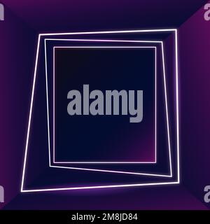 Glowing pink neon frame on a dark background vector Stock Vector