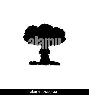 Atom bomb icon. Simple style no war poster background symbol. Atom bomb brand logo design element. Atom bomb t-shirt printing. vector for sticker. Stock Vector