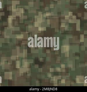 Abstract seamless pattern with khaki and brown colored chaotic overlap pixels Stock Vector