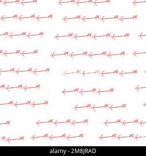 Seamless vector pattern of red flying arrows. Valentine's Day Concept. Stock Vector