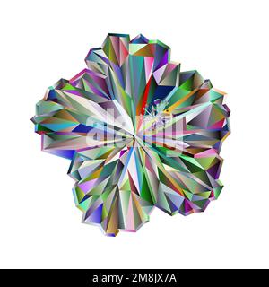 Hibiscus multicolored flower  chinese, rose polygons on a white background vector illustration editable hand draw Stock Vector