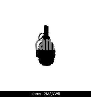 Hand grenade icon. Simple style no war poster background symbol. Hand grenade brand logo design element. Hand grenade t-shirt printing. Stock Vector