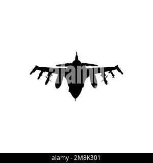 Jet fighter icon. Simple style no war poster background symbol. Jet fighter brand logo design element. Jet fighter t-shirt printing. Stock Vector