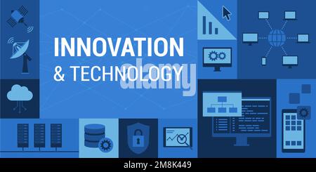 Information technology and telecommunications concepts background with icons: internet, communication and technological innovation Stock Vector