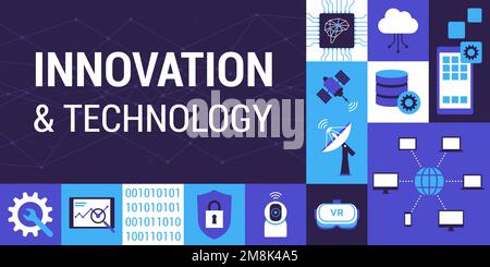 Information technology and telecommunications concepts background with icons: internet, communication and technological innovation Stock Vector