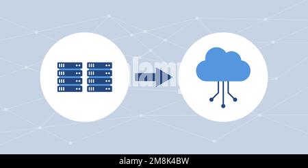 Cloud migration and data transfer, cloud migration strategy concept Stock Vector