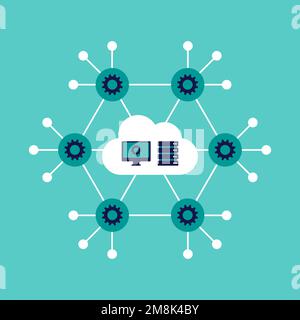 Edge computing and connected IOT devices concept icon Stock Vector