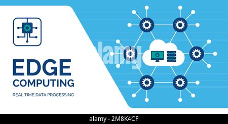 Edge computer technology and IOT banner with copy space Stock Vector