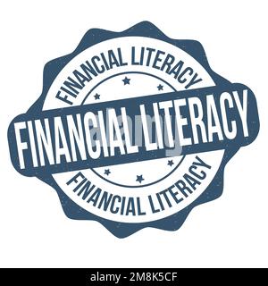 Financial literacy label or stamp on white background, vector illustration Stock Vector