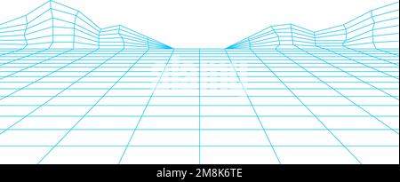 Metaverse and video game background, perspective grid Stock Vector