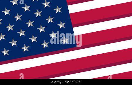 part of the flag of the United States of America in 3d three-dimensional graphics, the colors create a relief. Stock Photo