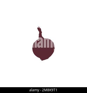 Red onion icon. Simple style greengrocer big sale poster background symbol. Red onion brand logo design element. Red onion t-shirt printing. Stock Vector
