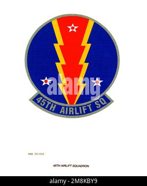 Approved Insignia for the 45th Airlift Squadron. Exact Date Shot Unknown. Base: Maxwell Air Force Base State: Alabama (AL) Country: United States Of America (USA) Stock Photo