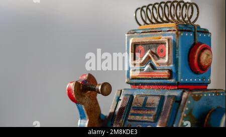 vintage robot windup toy Stock Photo
