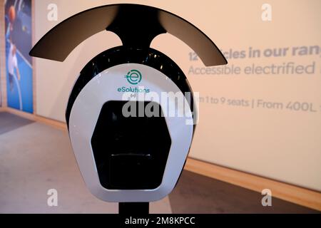 Brussels, Belgium. 13th Jan, 2023. EV Charging Connector car on display during the opening of the Brussels Motor Show at the Expo in Brussels, Belgium on Jan. 13, 2023. Credit: ALEXANDROS MICHAILIDIS/Alamy Live News Stock Photo