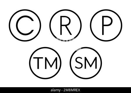 Copyright Registered Patent  Trademark and Service Mark Icon Set Stock Vector