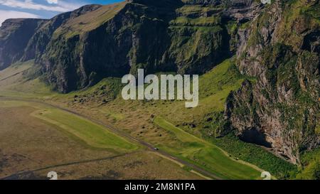 aerial view of Famous Vestrahorn mountains in Iceland. High quality photo Stock Photo