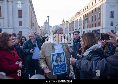 Rome, Italy. 14th Jan, 2023. Pietro Orlandi, brother of Emanuela Orlandi, Vatican citizen girl who mysteriously disappeared on June 22, 1983. A protest in Rome organized by Pietro Orlandi, the brother of Emanuela Orlandi, who would have turned 55 today. For the first time in 40 years, Vatican has opened an investigation into the disappearance of Emanuela Orlandi. (Credit Image: © Matteo Nardone/Pacific Press via ZUMA Press Wire) EDITORIAL USAGE ONLY! Not for Commercial USAGE! Stock Photo