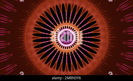 colorful circle fractal pulsating hypnotic vj loop 3d render illustration. Stock Photo