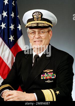 United States Navy Official photo of RADM (Upper Half, Line) John F. Shipway, Director for Strategic Systems Programs. As of April 1998. Base: Washington State: District Of Columbia (DC) Country: United States Of America (USA) Stock Photo