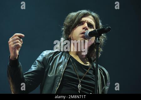 Madrid, Spain. 14th Jan, 2023. Rulo from the group Rulo y la Contrabanda perform on stage at Inverfest 2023 Festival at WiZink Center on January 14, 2023 in Madrid, Spain. (Photo by Oscar Gonzalez/NurPhoto) Credit: NurPhoto SRL/Alamy Live News Stock Photo