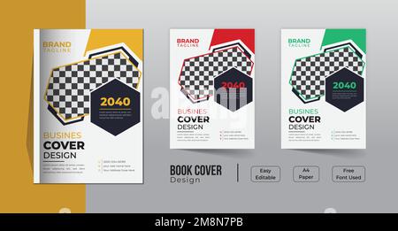 Corporate business book cover template design with Leaflet presentation, annual report, book cover templates layout in A4 size Stock Vector